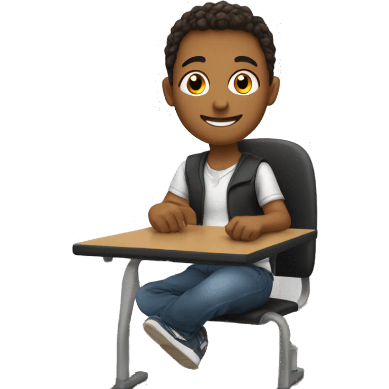 student sitting at desk and  raises leg instead of hand  emoji