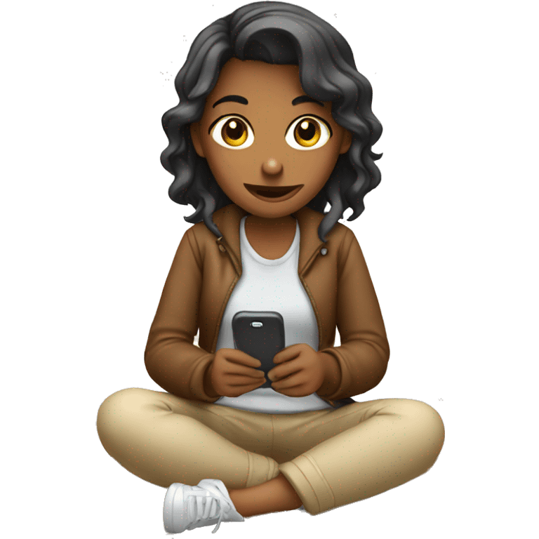 girl with phone sitting down emoji