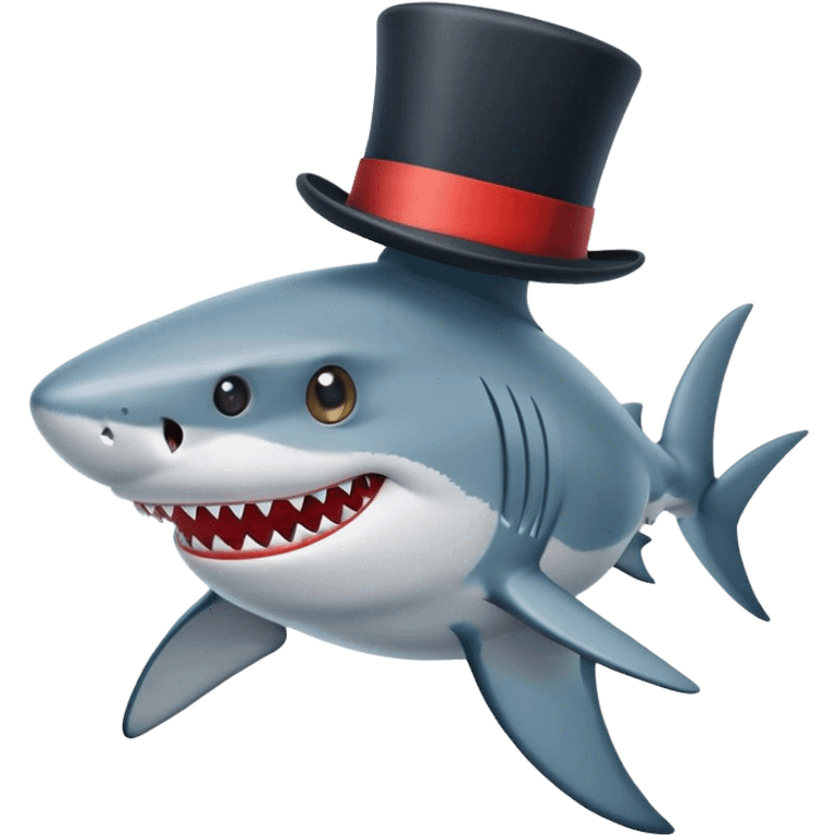 Shark with a top hat emoji