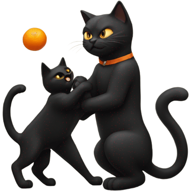 Black cat fighting orange cat emoji