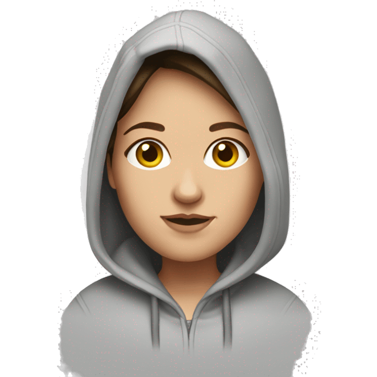 Brunette Caucasian chunky woman in a hoodie emoji