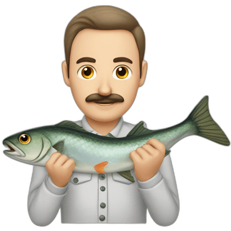 russian moustache husband with fish emoji