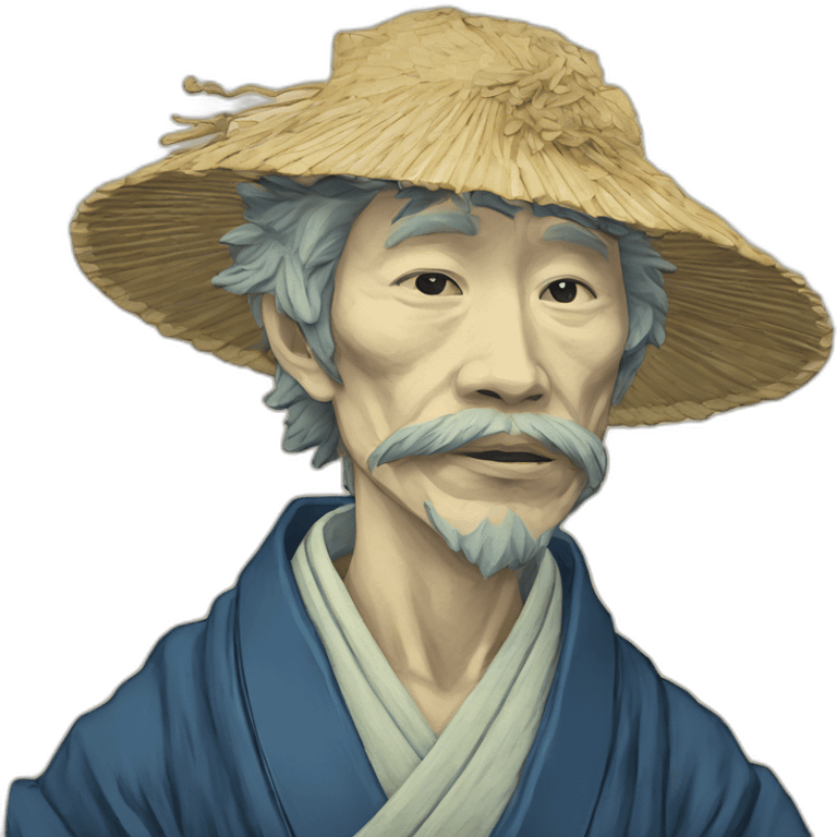 Hokusai in the style of Van Gogh emoji