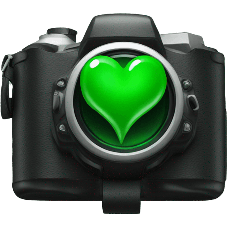 Black and green hearts with camera emoji