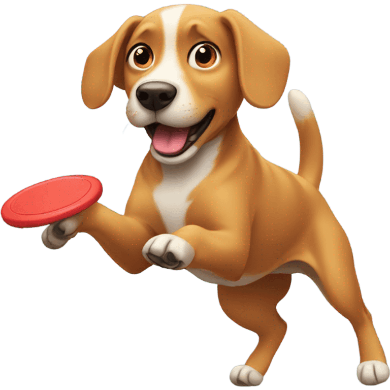 Dog catching frisbee emoji