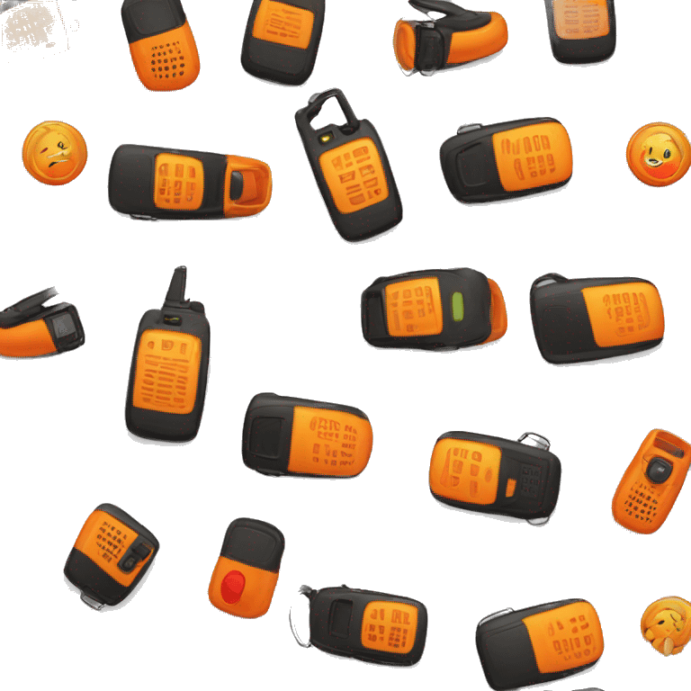 black walkie talkie with red-orange button on side emoji