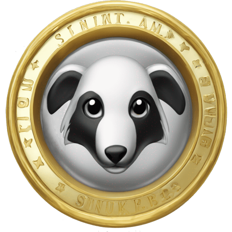 silver signet ring with « skunk » written on it in golden letters emoji