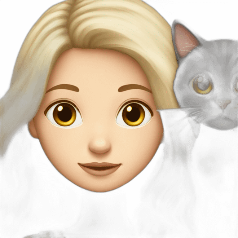 Girl-long-hair-brunette-and-cat-angora-white emoji