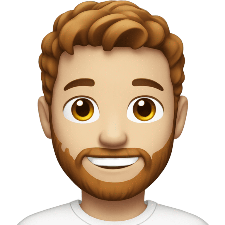 smiling boy in white shirt with brown hair and brown/red beard and white skin emoji