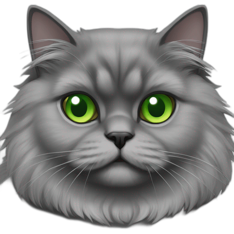 black gray persian cat with green eyes emoji