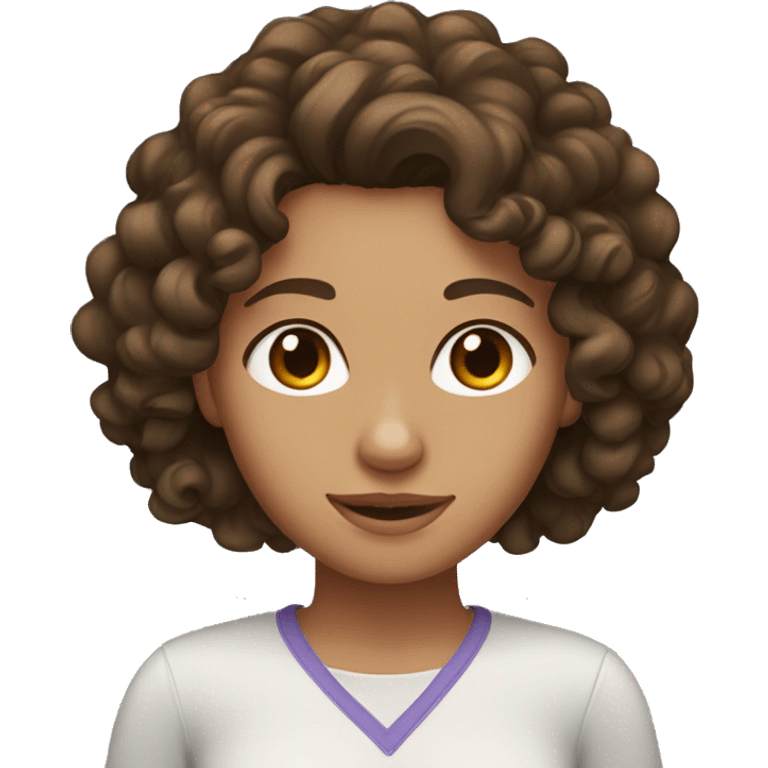 A brunette girl with tan skin brown eyes and curly hair emoji