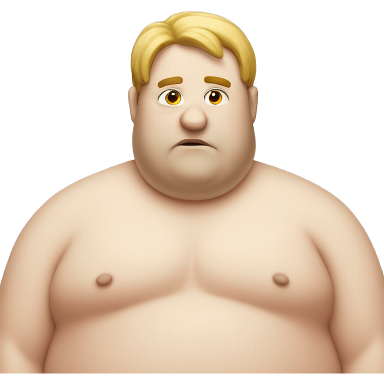 Sad fat white guy with shirt off emoji