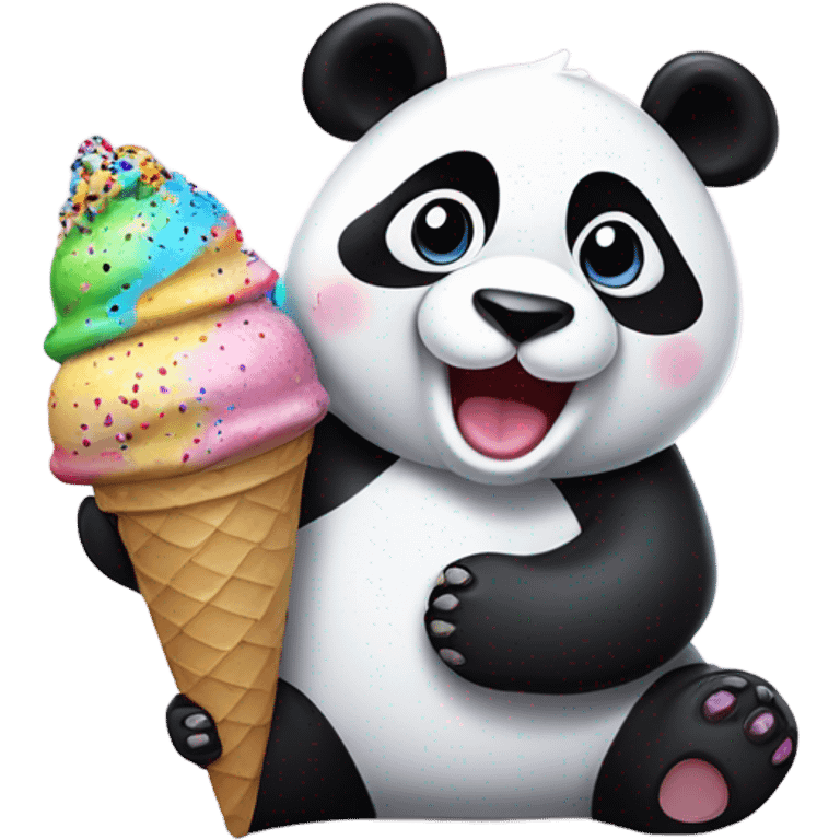 Panda eating ice cream emoji