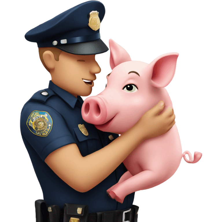 Cop kissing a pig emoji