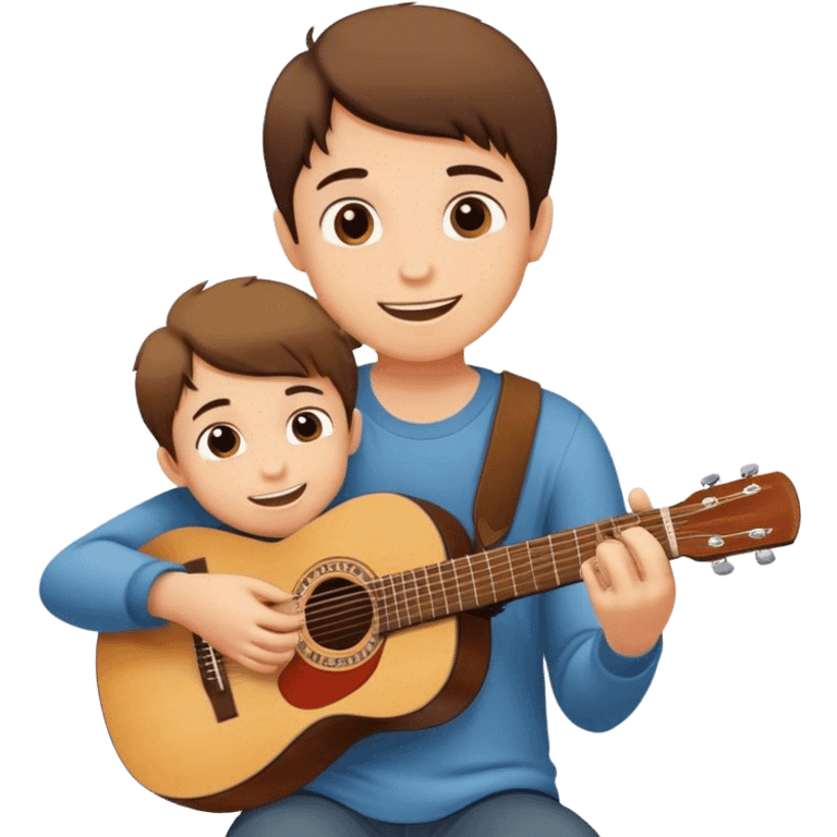 A boy playing guitar for his mom emoji