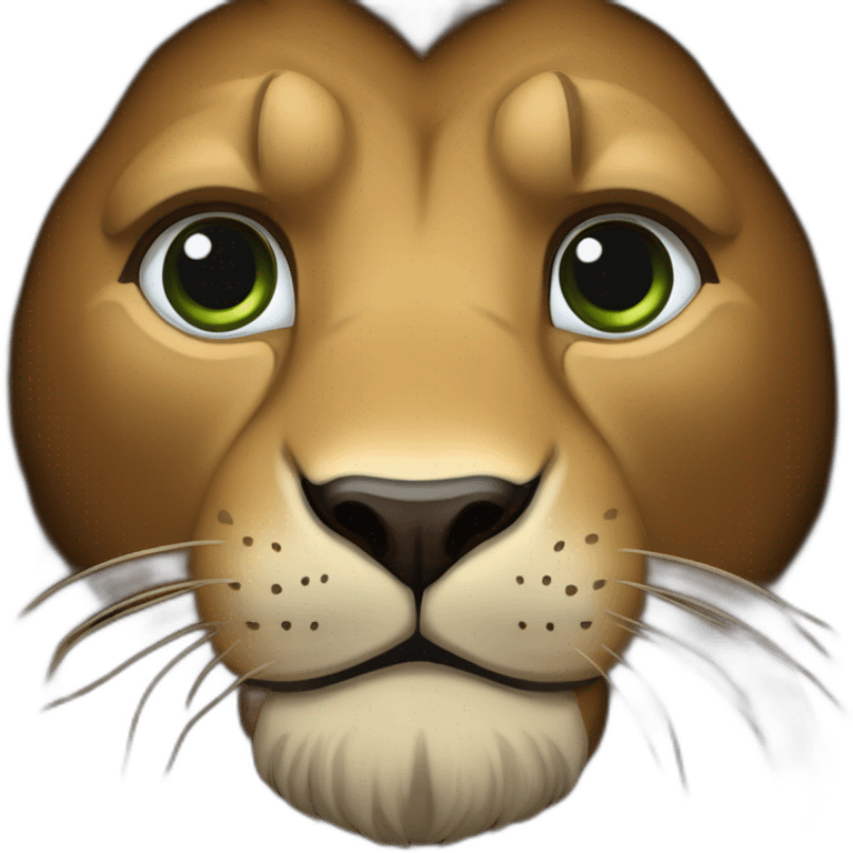 Lion crinière noire fourrure marron yeux verts   emoji