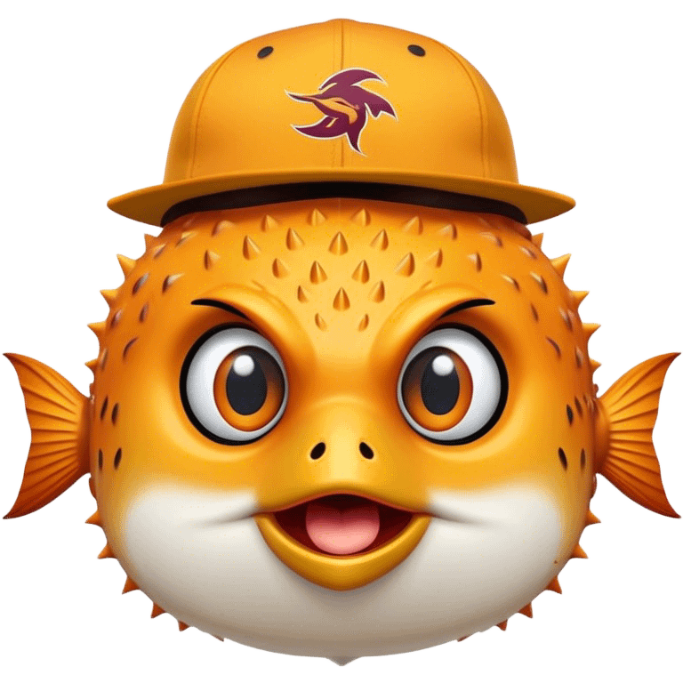 All Orange Blowfish facing forward With an Arizona State SunDevils AS logo Hat emoji