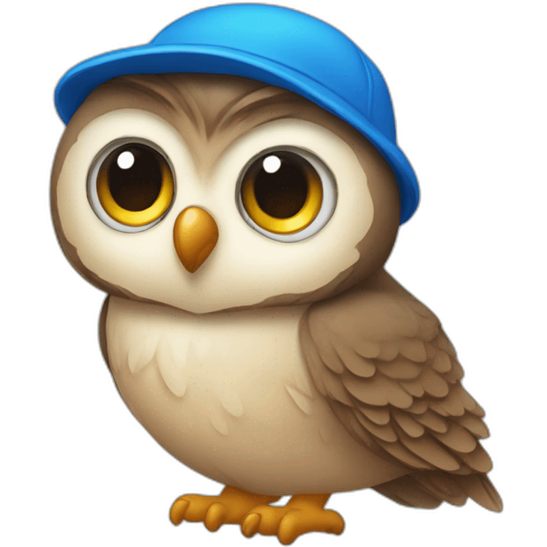 an owl wearing a blue cap emoji