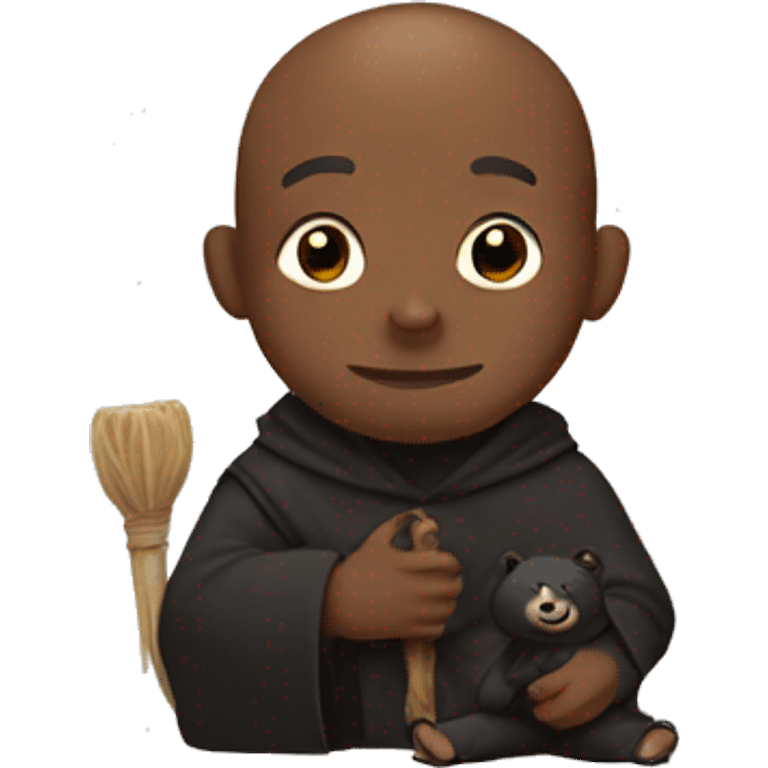 Black monk with bear emoji