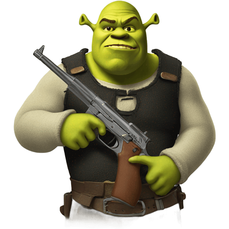 Shrek with a gun emoji