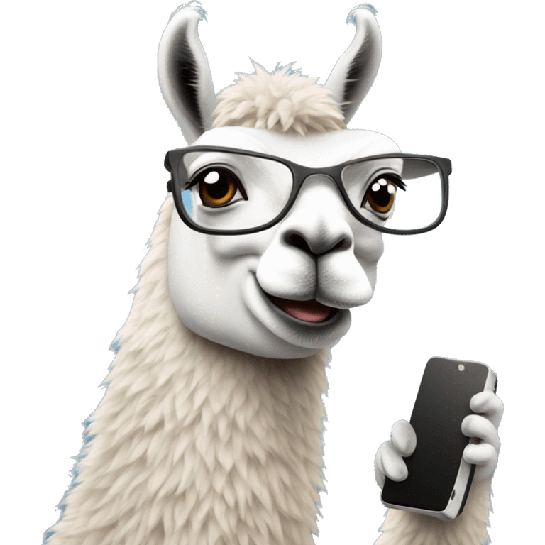 un lama avec un téléphone  emoji