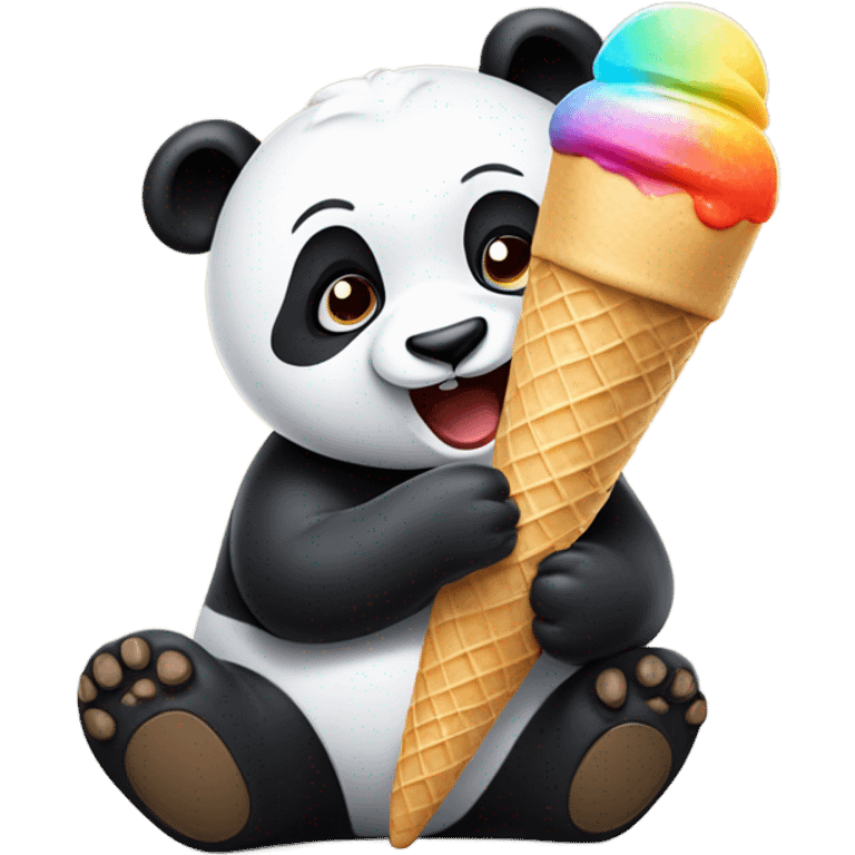 Panda eating ice cream emoji