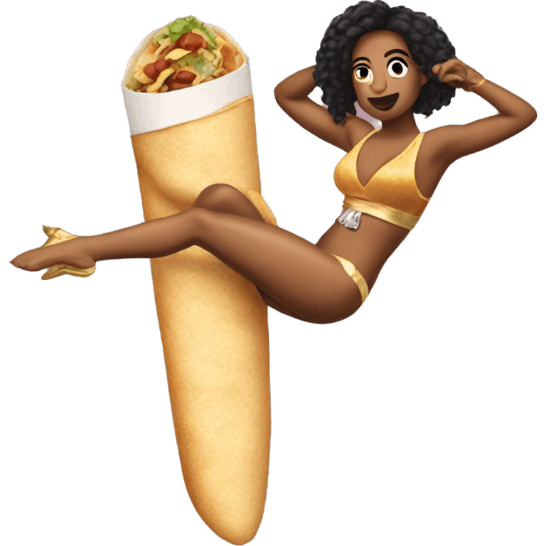 Pole dancer eating a burrito and the pole dancer is drake  emoji