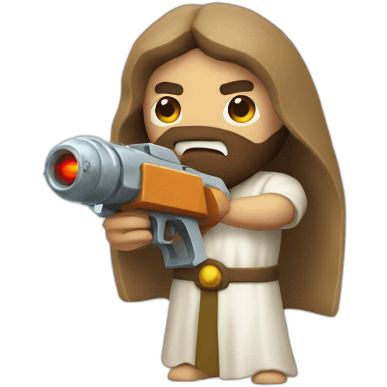 angry jesus with a raygun emoji