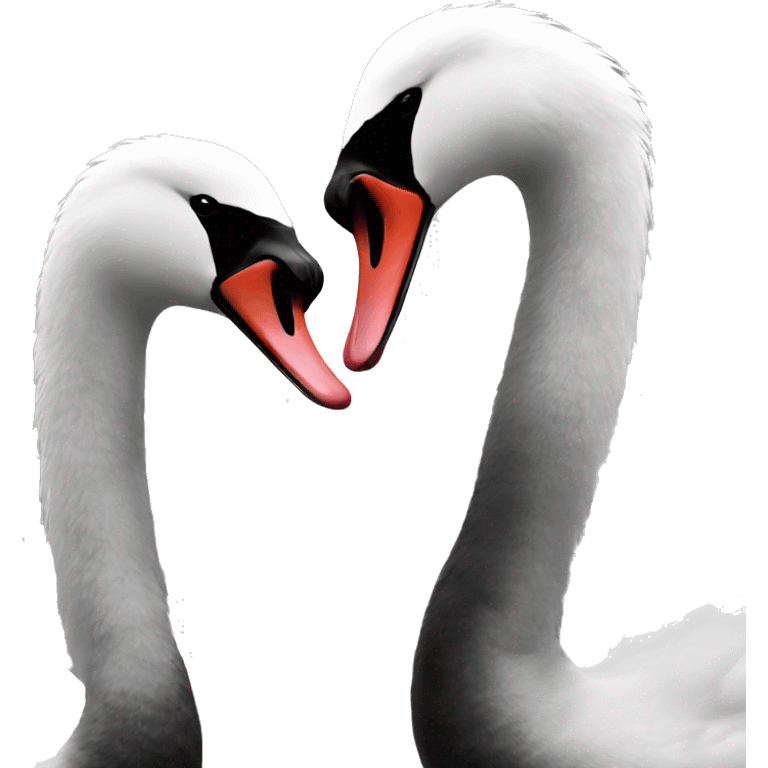 black and white swans kissing emoji