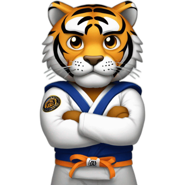 Tiger with evil face   jiu jitsu with his arms crossed emoji