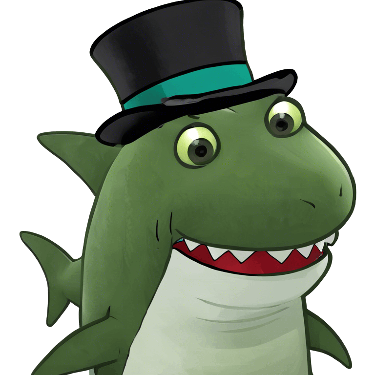 Shark with a top hat emoji