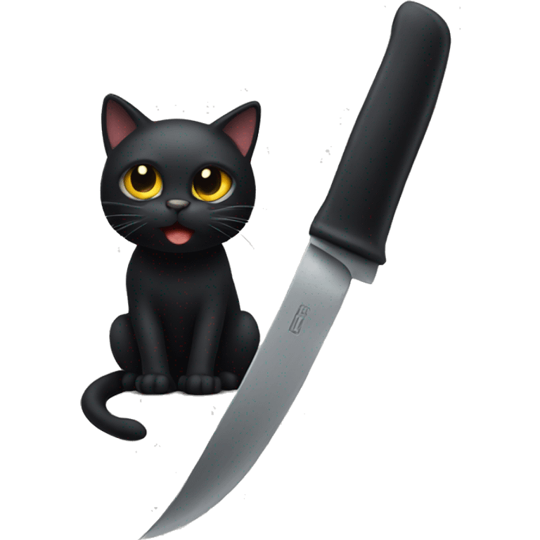 Black cat with knife  emoji