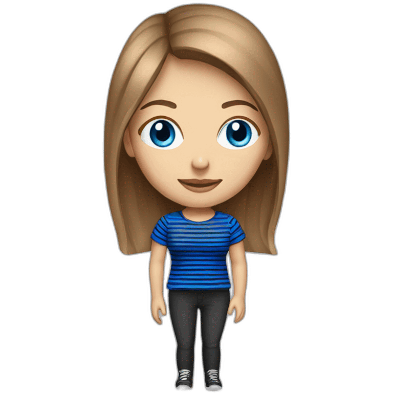 long light brown hair woman with blue eyes black stripy t-shirt emoji