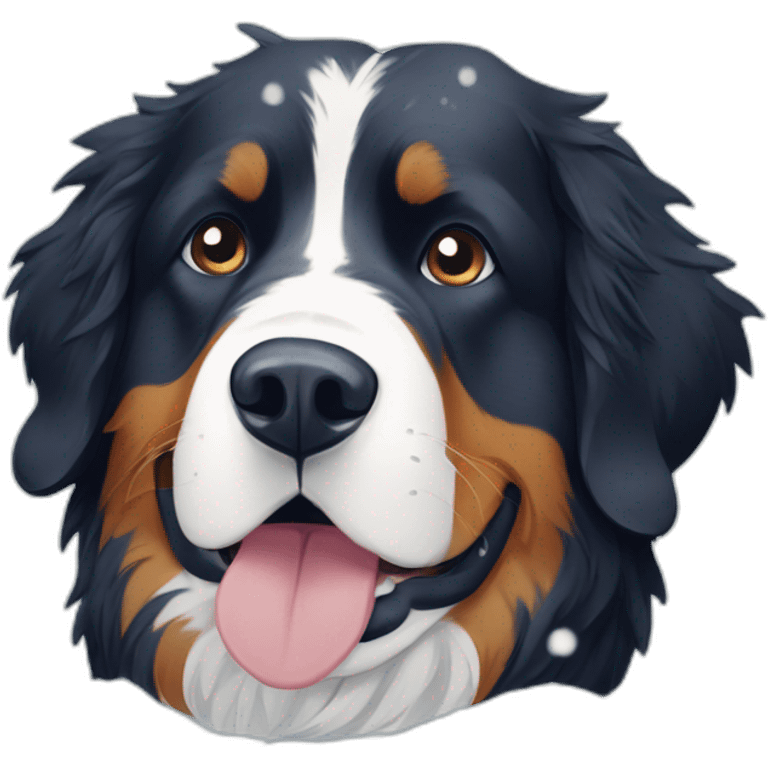 bernese mountain dog under big snowflakes tunnel emoji