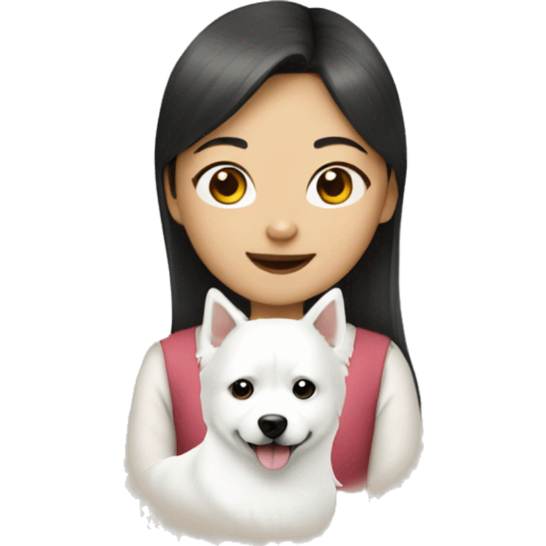 asian girl with Japanese spitz dog emoji