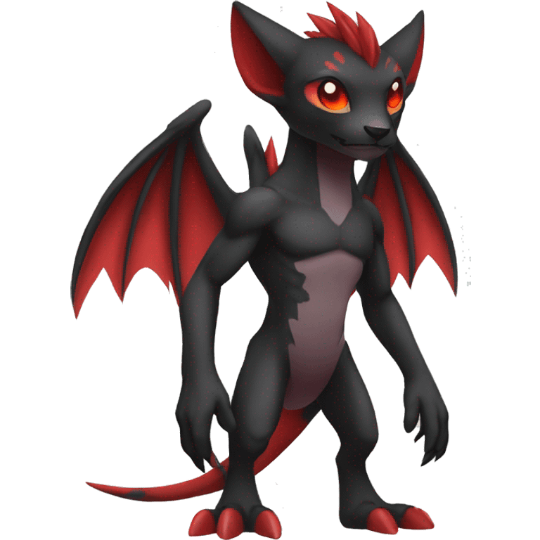 cool black red animal hybrid Fakemon full body emoji