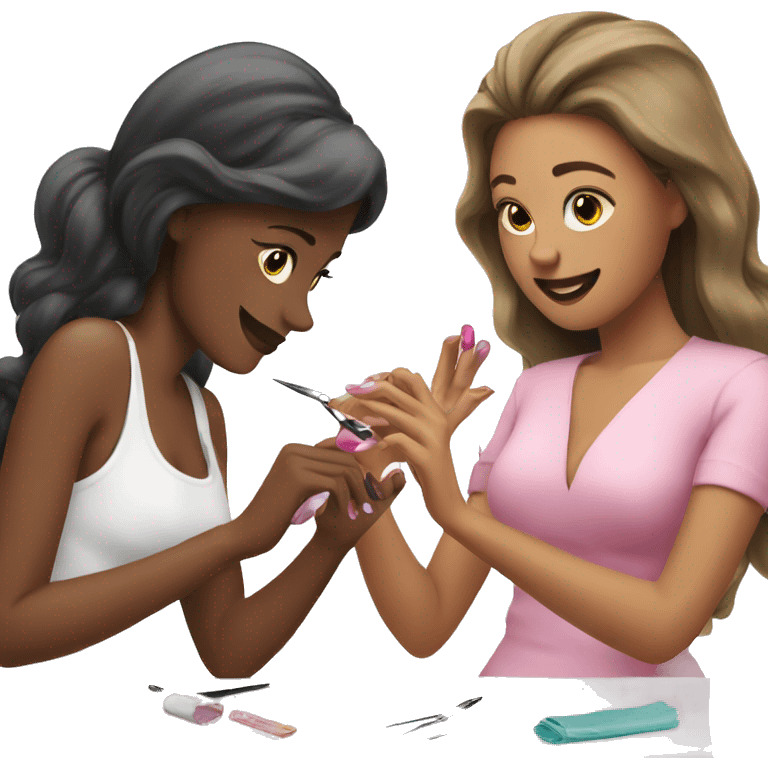 woman doing a manicure to another woman emoji