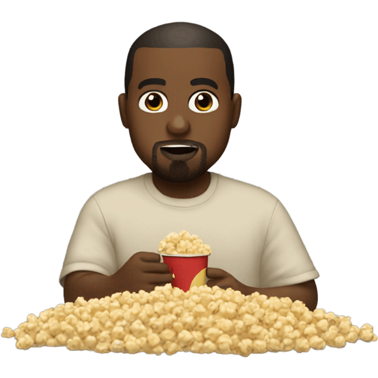 Kanye west eating popcorn with peanut butter emoji