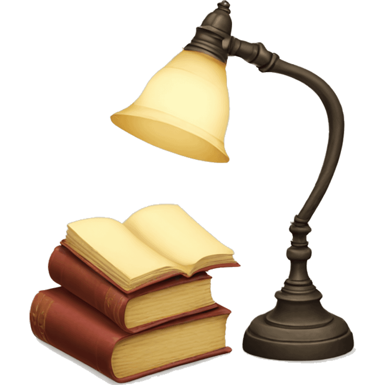 vintage lamp with open book emoji