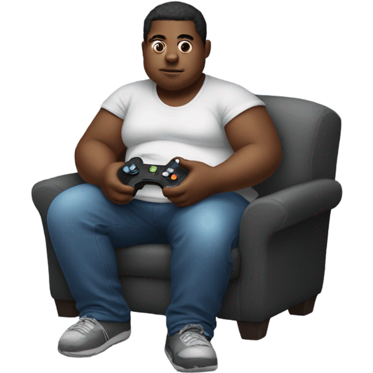 Chubby black person playing video games emoji