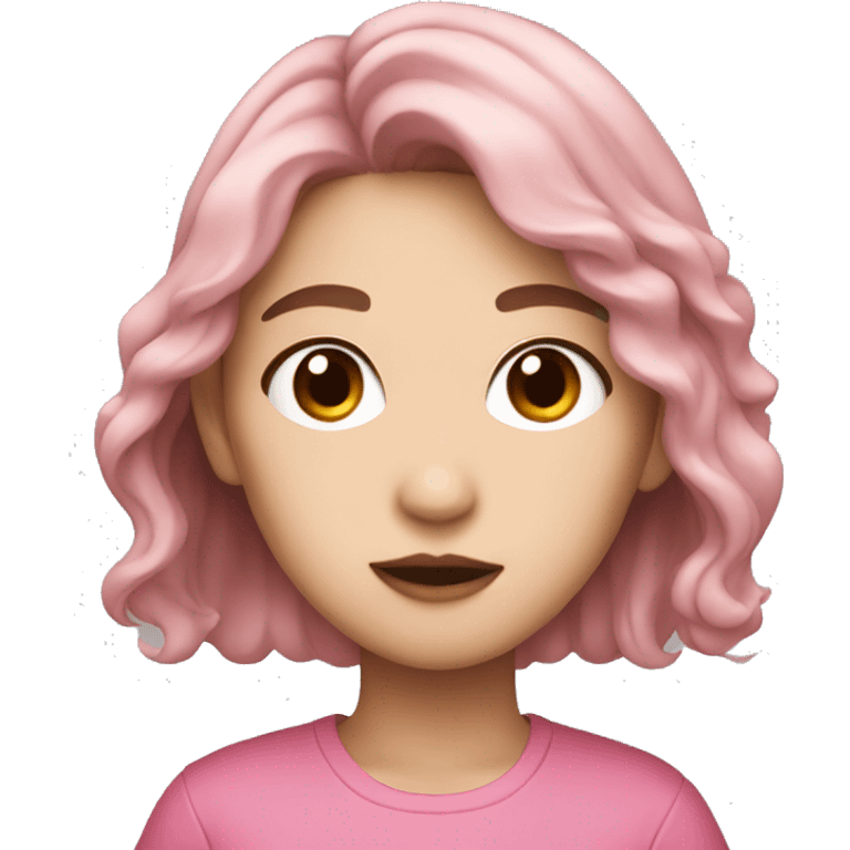 Pink themed k-pop girl with brown hair emoji