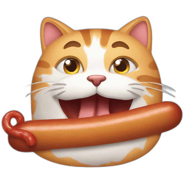 cat eating a sausage emoji