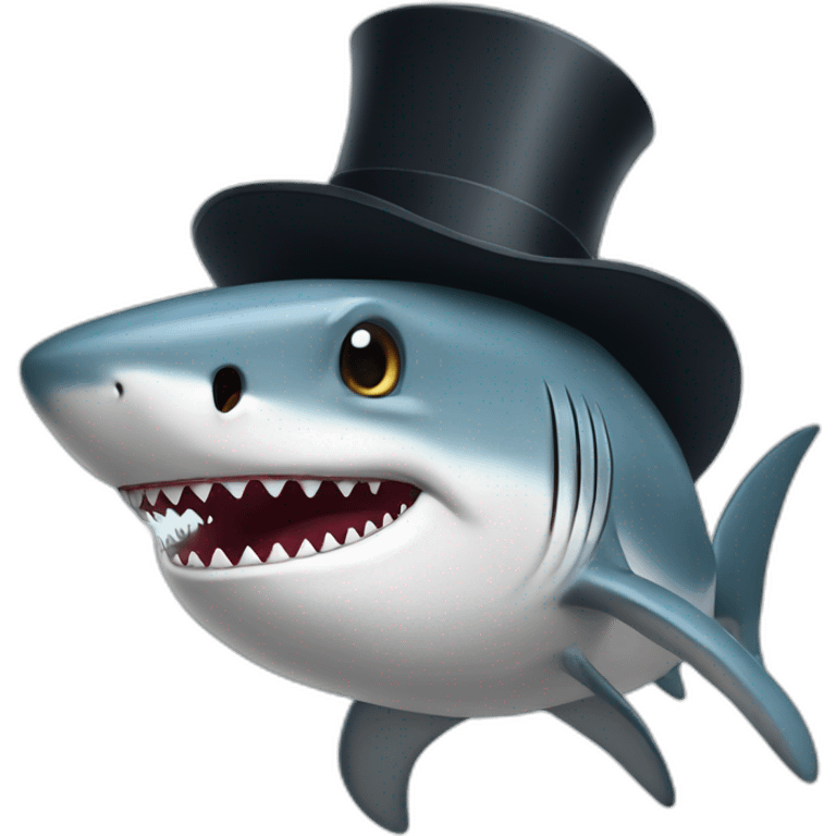 Shark with a top hat emoji