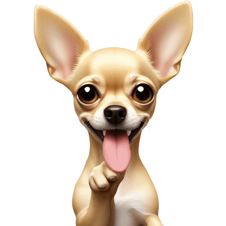 Blonde chihuahua with middle finger up emoji