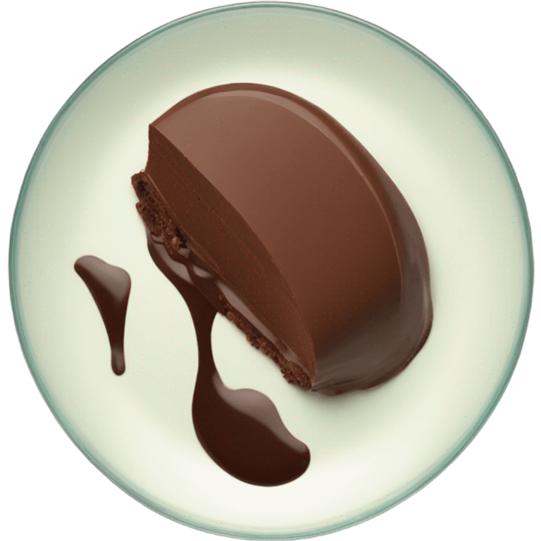 Chocolate mousse quenelle on glass plate emoji