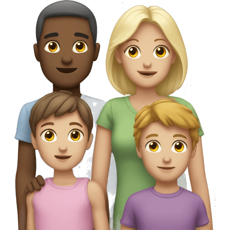 white Family with 3 kids : 1 girl and 2 boys emoji