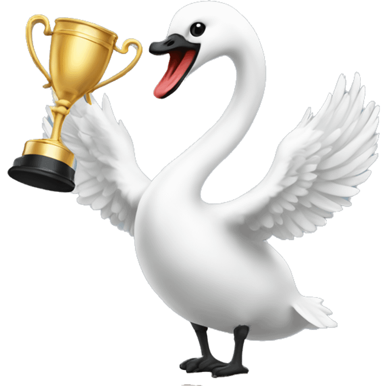 swan holding a trophy up emoji