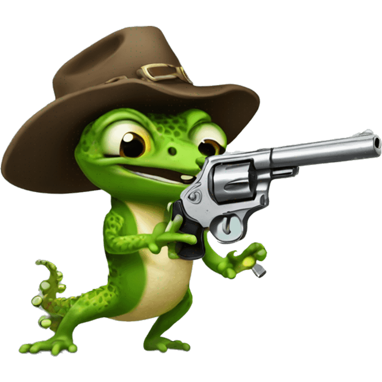 Gecko with a revolver  emoji