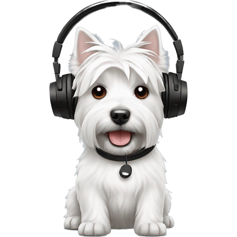 west highland white terrier with black headphone emoji