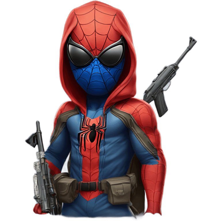 Spider-Man wearing sunglasses with ak47 emoji